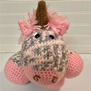 Handmade Crochet Knit Amigurumi Unicorn Stuffed Plush Doll Toy